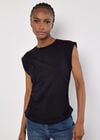 Cotton Jersey Side Ruched T-Shirt, Black, large