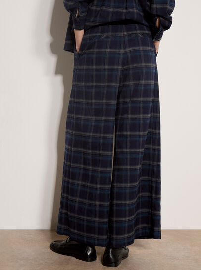 Check Print Wide-Leg Trousers