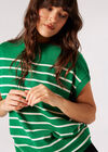 Haut tricoté long à rayures bretonnes, vert, grand