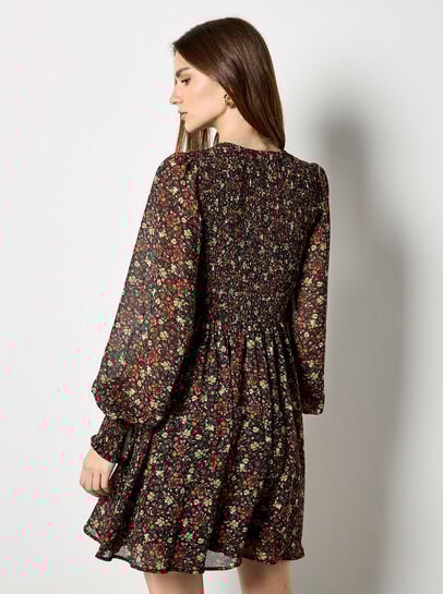 Ditsy Floral Smocked Mini Dress