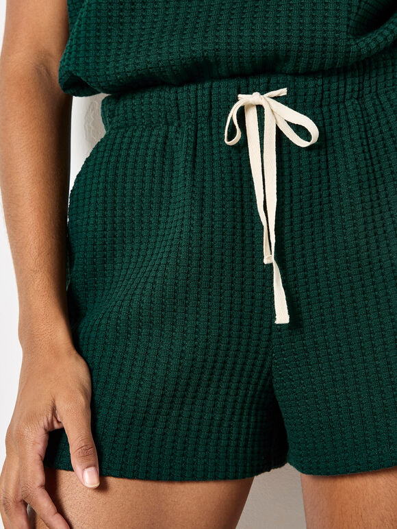 Waffle Knit Shorts, Green, large