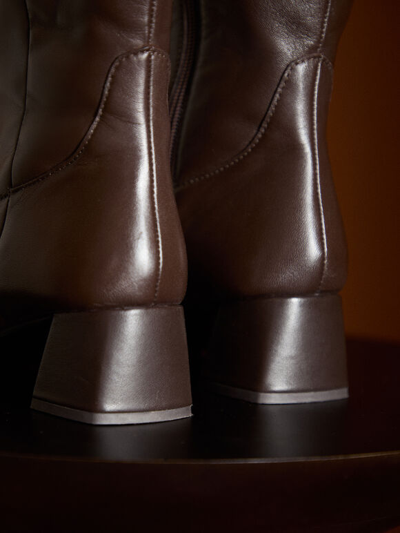 Tall Heeled Chelsea Boots, Brown, large