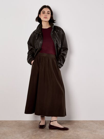 Soft Woven A-Line Midaxi Skirt