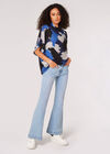 Paint Stroke Cowl Neck Top, Blue, large