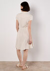 Linen Blend Shirt Mini Dress, Stone, large