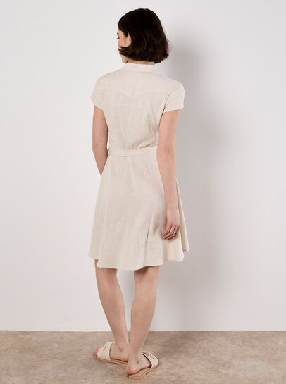 Linen Blend Shirt Mini Dress