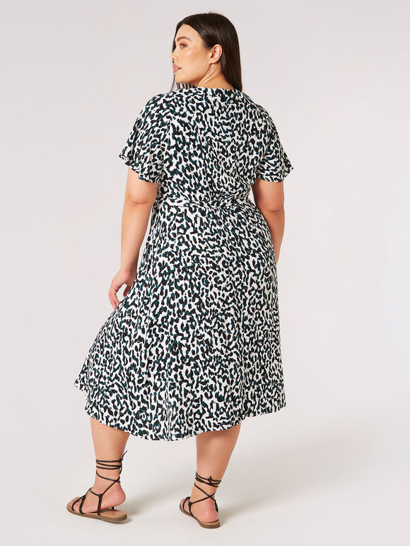 Curve Leopard Shirt Midi Dress, Cream, large