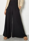 Textured Cotton Wide-Leg Trousers, Black, large