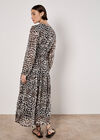 Shimmer Leopard Chiffon Midi Dress, Stone, large
