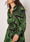 Geo Squares Shirt Mini Dress, Green, large
