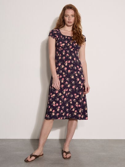 Vintage Rose Milkmaid Midi Dress