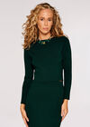 Ribbed Knit Cropped Top, Green, large