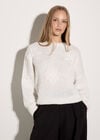 Daisy Applique Chunky Knit Jumper, White, large