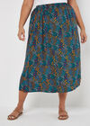 Curve Ditsy Floral Split Hem Midi Skirt, Navy, large