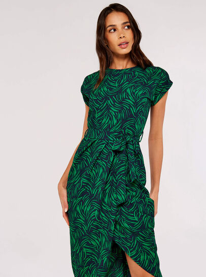 Brushstroke Print Wrap Maxi Dress