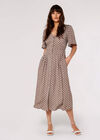 Polkadot Shirt Midi Dress, Grey, large