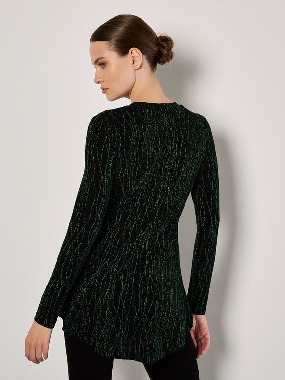 Sparkle Swirl Peplum Top, Green, large