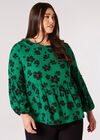 Curve Floral Babydoll Top, Green, large