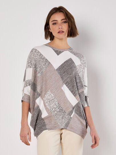 Batwing Geometric Jersey Top