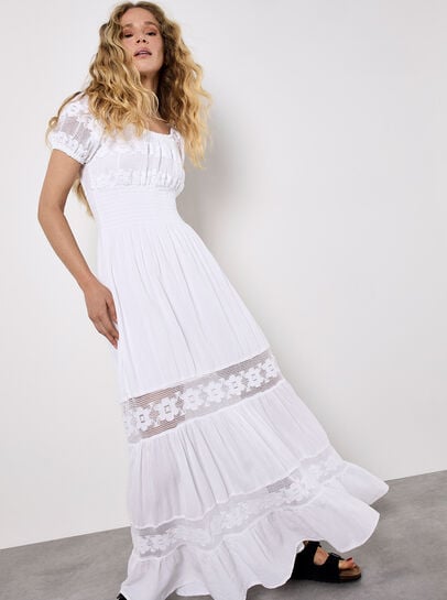 Floral Lace Milkmaid Maxi Dress