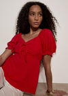 Tie Front Milkmaid Top, Red, large