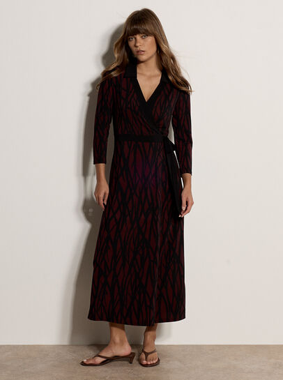 Abstract Print Wrap Maxi Dress