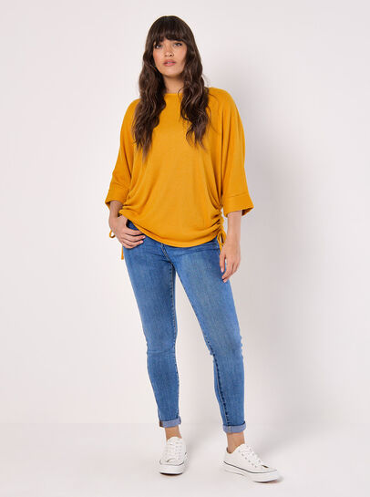 Soft Touch Drawstring Batwing Top