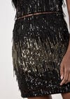 Sequin Fringe Bodycon Mini Skirt, Black, large