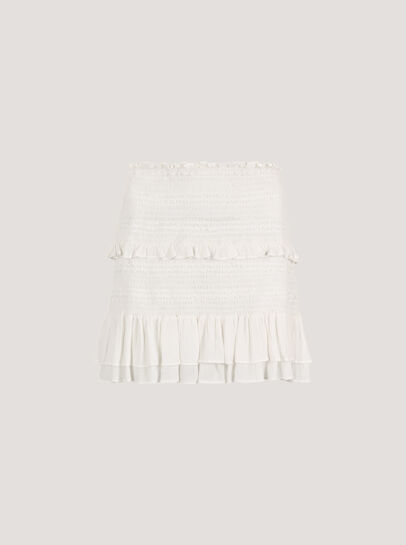 Smocked Ruffle Mini Skirt