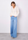 Pointelle Knitted Cardigan, White, large