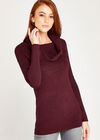 Ribbed Roll Neck Jumper, Burgundy, large