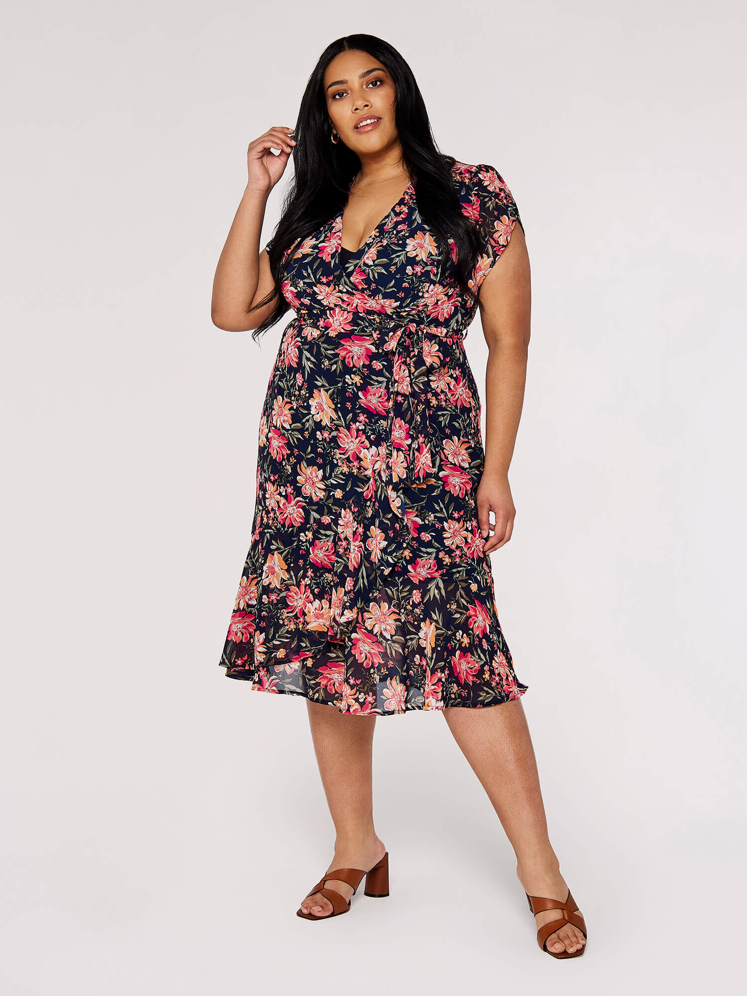 Curve wrap midi dress outlet