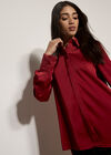 Oversized Satin Shirt, Burgundy, large