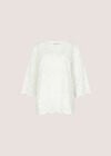 Flower Bell Sleeve Top, White, large