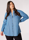 Curve Denim Tencel Shirt, Blue, large