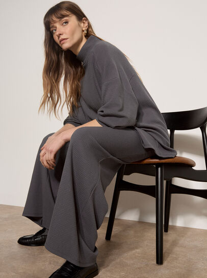 Waffle Jersey Knit Wide-Leg Joggers