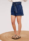 Denim Paperbag Shorts, Blue, large