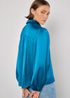 Soft Satin Shirt, Blue, large