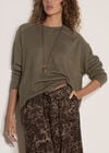 Leopard Print Wide-Leg Woven Trousers, Khaki, large