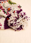 Hand-Knitted Floral Embroidered Beanie Hat, Grey, large