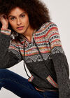Aztec Knitted Hoodie, Grey, large