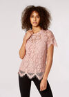 Guipure Scallop Lace Top, Pink, large