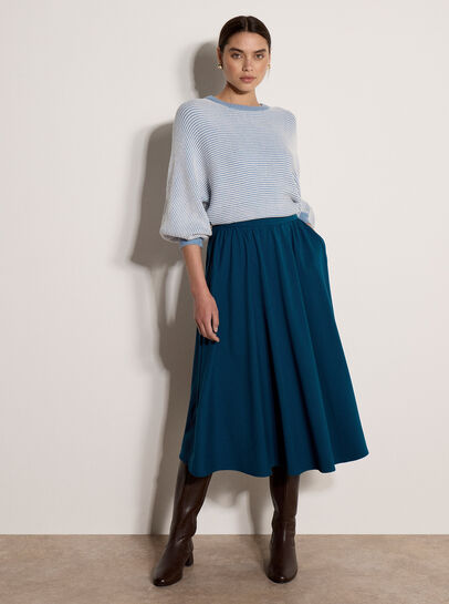 Ribbed Stripe Batwing Jumper