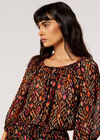 Lightweight Chiffon Ikat Top, Orange, large