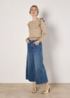 Pearl Embellished Ruffle Jumper, Stone, large