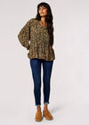 Oversized Ditsy Floral Top, Khaki, large