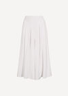 Pleated Wide-Leg Culotte Trousers, White, large