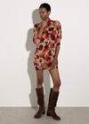 Abstract Knit Cocoon Mini Dress, Orange, large