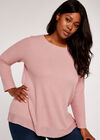 Curve Waffle Knit Top, Pink, large