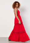 Lace Crinkle Tiered Maxi Dress, Red, large